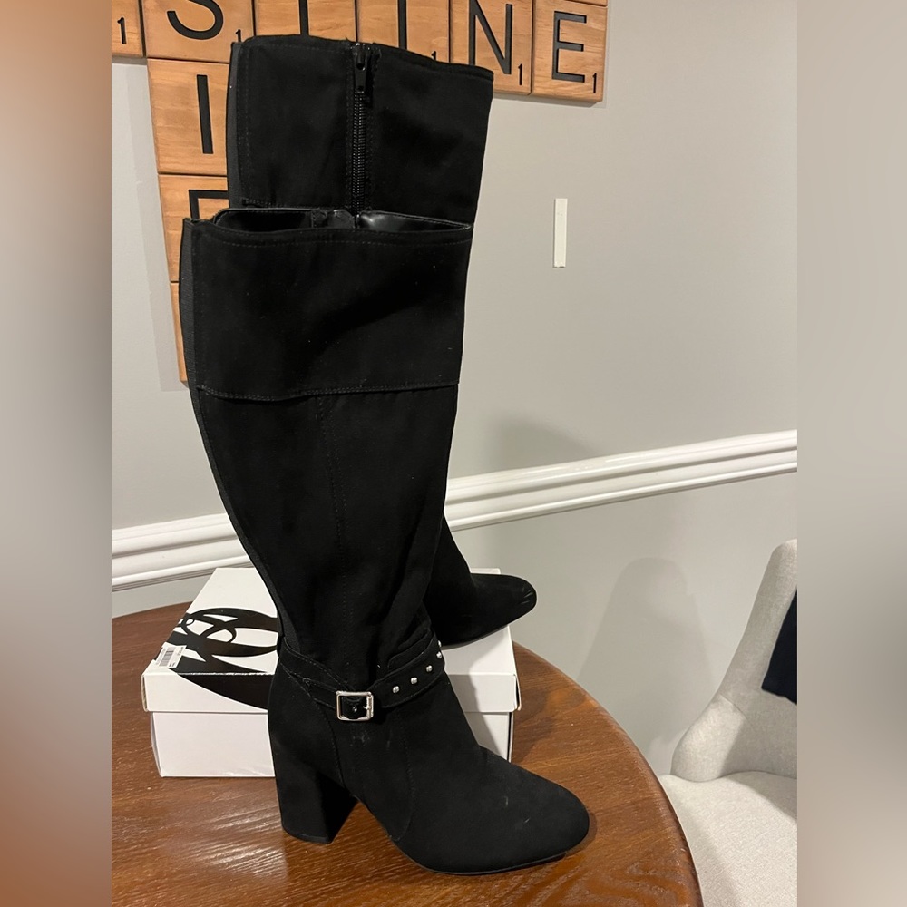 Women's Black Suede Boots Worn 1x Excellent condition Kelly & Katie Size…